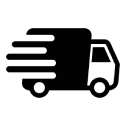 MSLC black delivery truck icon representing fast and reliable land transportation services.